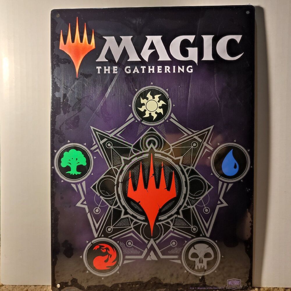 Magic The Gathering Mana Symbols Metal Tin Sign Hanging Official MTG Collectible